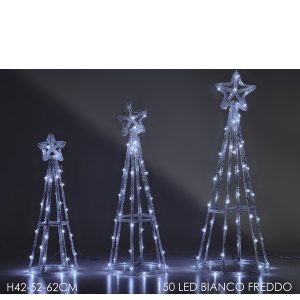 Χριστουγεννιάτικο Σετ Φωτιζόμενα Δέντρα Με 150 LED Λευκό Ψυχρό Σετ 3Τμχ