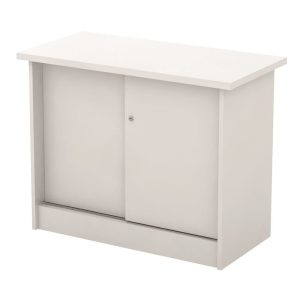 ΝΤΟΥΛΑΠΙ Γραφείου Πλαϊνό, 2 Φύλλα Συρόμενα – 2 Ράφια, Απόχρωση Άσπρο