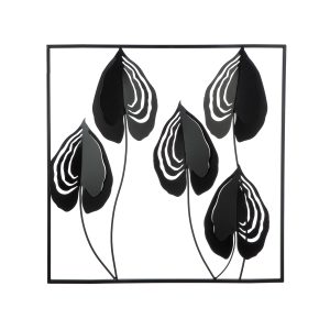 Ανάγλυφο τοίχου Μοτίβο φύλλου μεταλλικό μαύρο 55X2X55Cm 55X2X55Cm