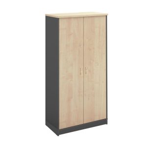 ΝΤΟΥΛΑΠΑ-Α Γραφείου Δίφυλλη, 4 Ράφια, Απόχρωση Dark Grey – Beech