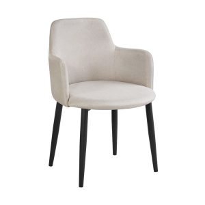 SOUL Πολυθρόνα Τραπεζαρίας Σαλονιού – Κουζίνας, Μέταλλο Βαφή Μαύρο, Ύφασμα Μπεζ