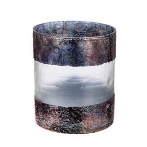 Ανεμοφωτιστικό Κυλινδρικό ‘Ramon’ Γυαλί Καφέ 15x13cm