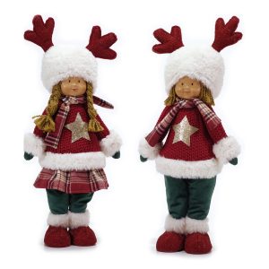 Χριστουγεννιάτικο Παιδί Με Καπέλο Ταράνδου 55cm Σε 2 Σχέδια