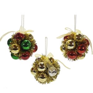 Χριστουγεννιάτικη Μπάλα Κόκκινο/Χρυσό/Πράσινο Φ9cm Σε 3 Σχέδια