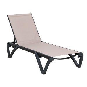 CAPRI K/D Ξαπλώστρα Αλουμίνιο Μαύρο, PP-UV Μαύρο – Textilene Cappuccino