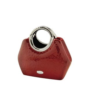 Βάζο Handbag “Milan” Κεραμικό Κόκκινο PU 24.5×10.5x21cm