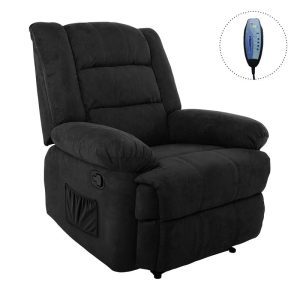 JULIA Massage Πολυθρόνα Relax Σαλονιού – Καθιστικού, Ύφασμα Μαύρο