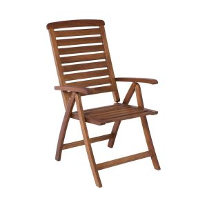 GARDEN Πολυθρόνα Βεράντας – Κήπου, Ξύλο Ακακία, Ψηλή Πλάτη 5 Θέσεων, Πτυσσόμενη, Καρυδί