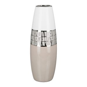 Βάζο ArteLibre Λευκό/Ασημί/Μπεζ Κεραμικό 12.5×12.5x29cm