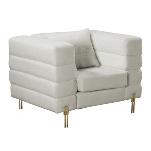 MORRIS Πολυθρόνα Σαλονιού – Καθιστικού, Ύφασμα Teddy Άσπρο