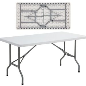 BLOW Τραπέζι Catering Πτυσσόμενο, Μέταλλο Γκρι, HDPE Άσπρο 45mm