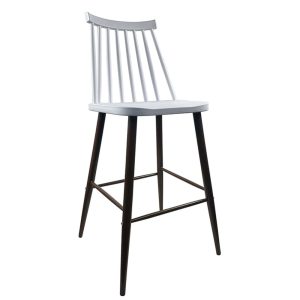 Σκαμπό Bar ArteLibre MARANTA Λευκό/Καρυδί PP/Μέταλλο 45x46x97cm