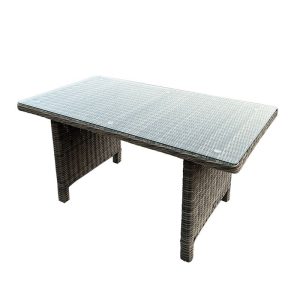 ARIZONA Τραπέζι Dining Βεράντας - Κήπου ALU, Wicker Grey Brown, Γυαλί Tempered 5mm