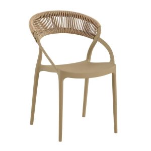 DORA Πολυθρόνα Στοιβαζόμενη, PP Tortora, Rope Wicker Φυσικό