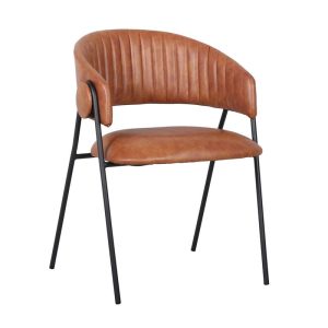 ALFRED Πολυθρόνα Μέταλλο Βαφή Μαύρο, PU Camel