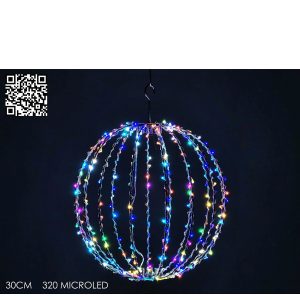 Χριστουγεννιάτικη Πτυσσόμενη Σφαίρα 30cm Με 320 MicroLED RGB
