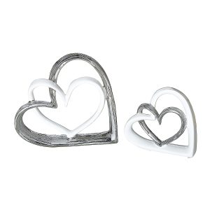 Διακοσμητικό ArteLibre Καρδιές Λευκό/Ασημί Κεραμικό 5×17.5x17cm