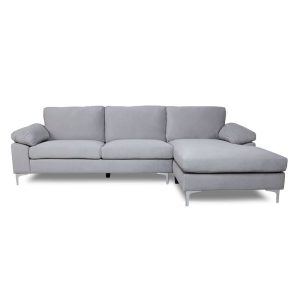 ALEX Καναπές Σαλονιού Καθιστικού Αριστερή Γωνία, Ύφασμα Γκρι Velure