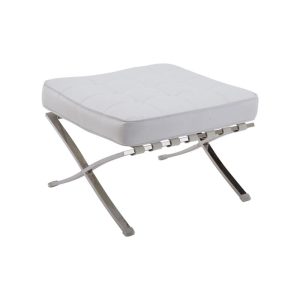 BARCELONA τ. Σκαμπό – Υποπόδιο, Βάση Inox, Pu Άσπρο