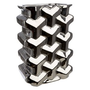 Βάζο Ορθογώνιο Κεραμικό Ασημί χρώμα 15X10X22Cm 15X10X22Cm