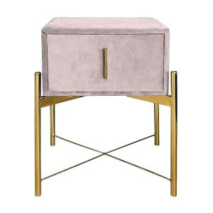 PASSION Κομοδίνο με 1 Συρτάρι, Ύφασμα Velure Απόχρωση Cappuccino