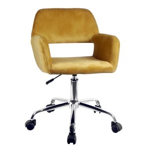 Καρέκλα Γραφείου ArteLibre KLOI Κίτρινο Βελούδο 37x42x78-90cm