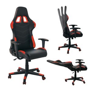 BF9150 Gaming Πολυθρόνα Γραφείου, Ανάκλιση Πλάτης έως 90°, Pu Μαύρο – Κόκκινο