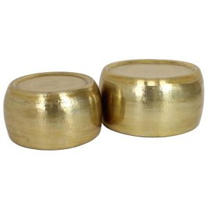 Τραπεζάκι-Κασπώ ArteLibre Χρυσό Μέταλλο 59x59x29.5cm Σετ 2Τμχ