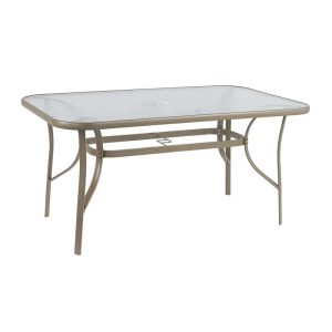 RIO Τραπέζι Κήπου – Βεράντας, Μέταλλο Βαφή Μπεζ, Γυαλί