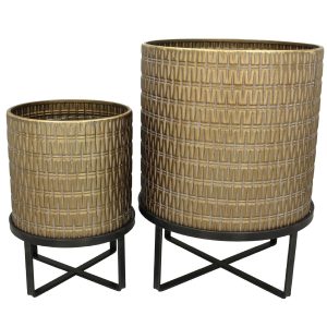 Κασπώ ArteLibre Μπρονζέ Μέταλλο 32.5×32.5x41cm Σετ 2Τμχ