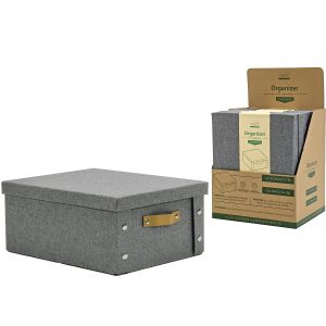 Κουτί Αποθήκευσης Γκρι Πολυεστέρας 31x26x14cm