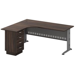 SUPERIOR Γραφείο Αριστερή Γωνία – Απόχρωση Γκρι – Σκούρο Καρυδί