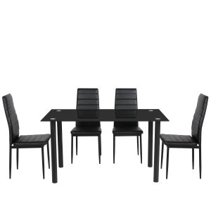 Σετ Τραπεζαρίας (4+1) ArteLibre TAGETES Μαύρο 120x70x75cm