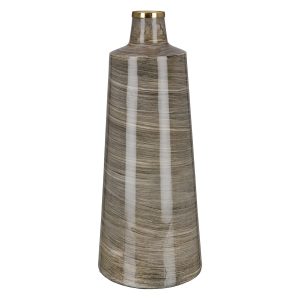 Βάζο Conical “Stripes” Μέταλλο Brown PU H. 48 cm D. 19 cm