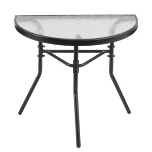 Τραπέζι Κήπου Ημικυκλικό ArteLibre CELESTIAL Μαύρο Μέταλλο/Γυαλί 70x40x65cm