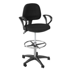 BF501 Σκαμπό Reception – Ταμείου με Πλάτη και Μπράτσα, Ύφασμα Μαύρο