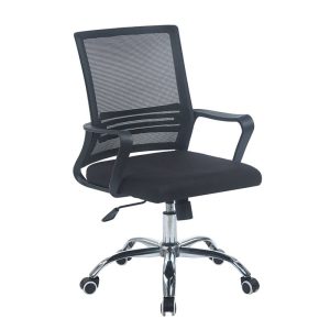 BF2110-W Πολυθρόνα Γραφείου Μέταλλο Χρώμιο, Mesh Μαύρο