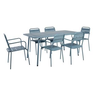 BRIO Slat Set Τραπεζαρία Κήπου -Βεράντας (6+1), Μέταλλο Βαφή Sandy Blue 5415C