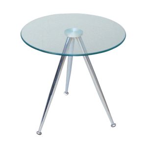 MABEL Τραπεζάκι Βοηθητικό Μέταλλο Χρώμιο – Γυαλί Clear Tempered 8mm