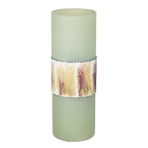 Βάζο Κυλινδρικό ‘Imperial’ Αλουμίνιο/Γυαλί Πράσινο 35.5x12cm