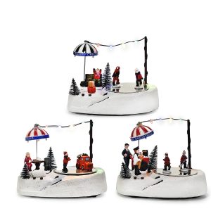 Χριστουγεννιάτικο Σκηνικό Με Φως, Μουσική Και Κίνηση 14cm Σε 3 Σχέδια