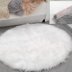 Χαλάκι Στρογγυλό Συνθετική Γούνα Φ100cm Σε 4 Χρώματα