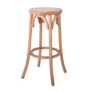 VIENNA Σκαμπό BAR, Ξύλο Οξιά Απόχρωση Φυσικό, Κάθισμα Ψάθα