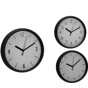 Ρολόι Τοίχου Μαύρο/Πλαστικό Φ20cm Σε 3 Σχέδια