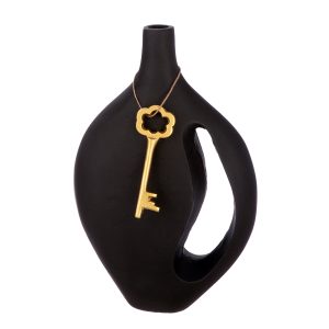 Βάζο με Λαβή ‘Schlussel’ Μοτίβο Κλειδί Αλουμίνιο Μαύρο 8x20x30cm