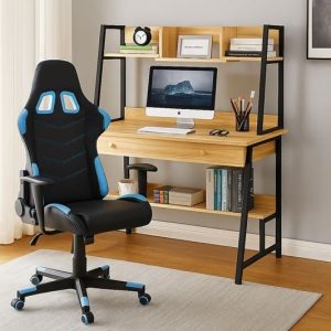 STUDENT-1 Set Γραφείο Η/Υ Sonoma – Μαύρο + Πολυθρόνα Gaming Μαύρο – Μπλε