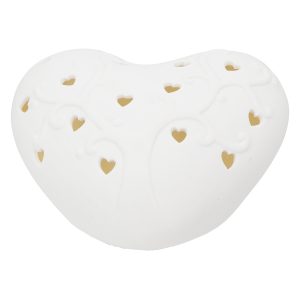 Διακοσμητικό Αντικείμενο (Led) Καρδιά Πορσελάνη Λευκό 16X14X8Cm 16X14X8Cm