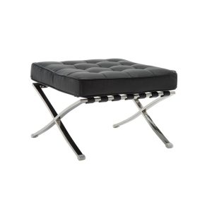 BARCELONA τ. Σκαμπό – Υποπόδιο, Βάση Inox, Pu Μαύρο