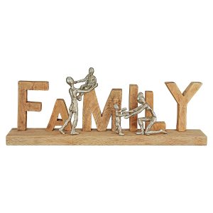 Διακοσμητικό ArteLibre ‘Family’ Φυσικό/Μπρονζέ Ξύλο/Αλουμίνιο 7.5x55x21cm