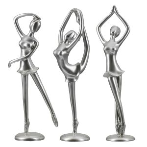 Φιγούρα Μπαλαρίνα ‘Adeline’ Πολυρεζίνη Ασημί 3Τμχ 9.5x10x29.5cm